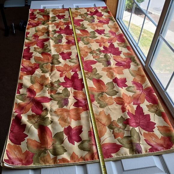 Linens 'n Things XL autumn leaves tablecloth 118" x 59" yellow fall Vintage - Picture 6 of 7